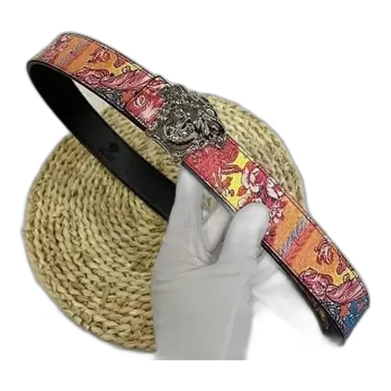 Versace Medusa Baroque Print Leather Belt