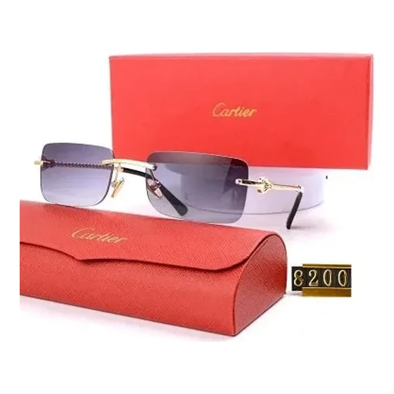 Cartier Rimless Rectangular Sunglasses Gold Gradient