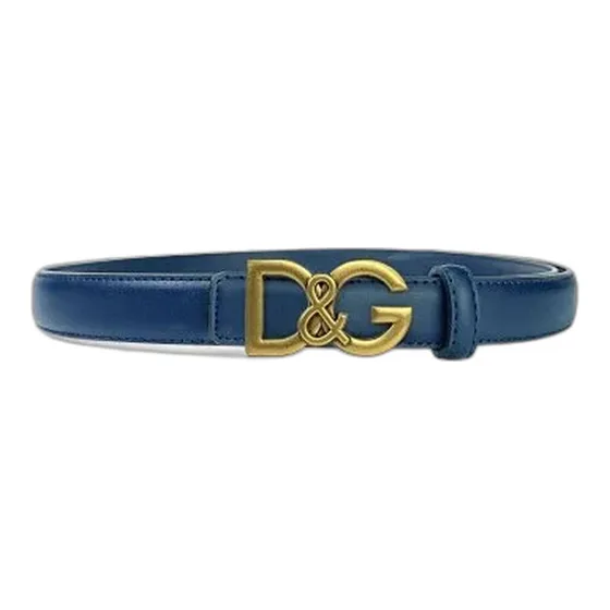 Dolce & Gabbana DG Logo Buckle Thin Leather Belt