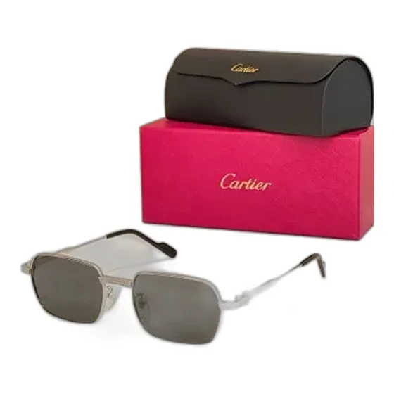 Cartier Piccadilly Rectangular Metal Sunglasses