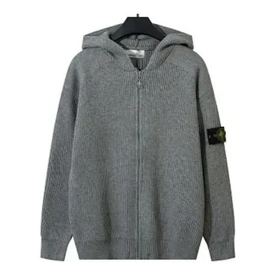 Stone Island Compass Badge Ribbed Zip Cardigan