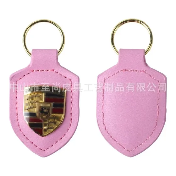 Porsche Leather Car Crest Keychain