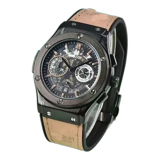 Hublot Skeleton Chronograph Leather Strap Watch