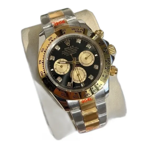Rolex Gold Chronograph Rubber Strap Watch