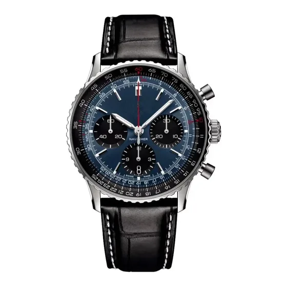 Breitling Chronograph Leather Strap Watch