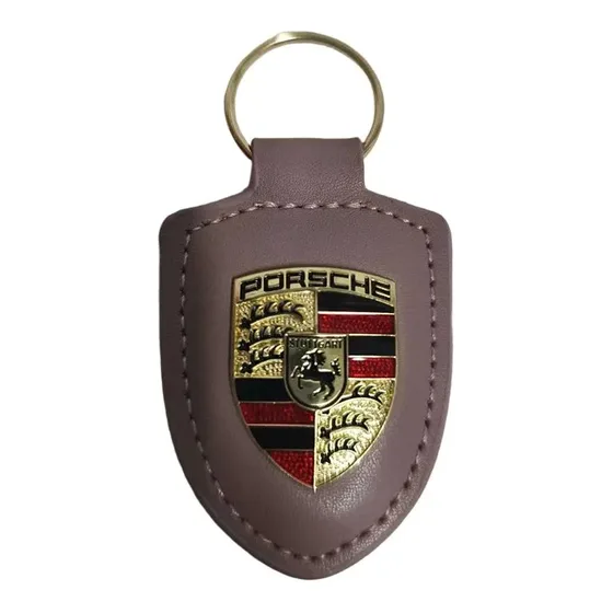 Porsche Leather Car Logo Keychain